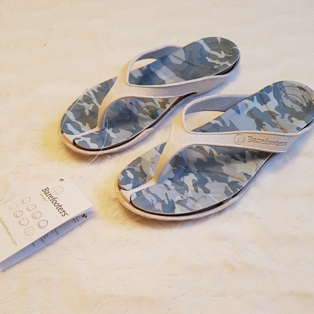 White & Blue Camouflage Flip Flop Thong Sandals